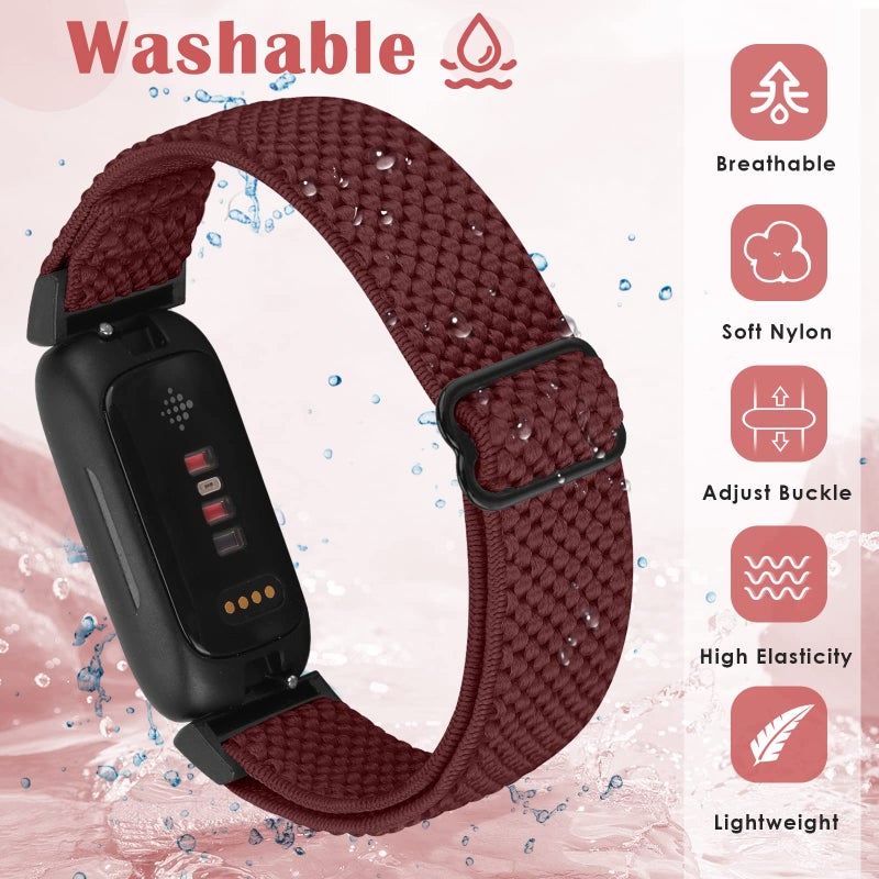 Bcuckood Compatible with Fitbit Inspire 3/Inpsire 2/Inspire/Inpsire HR/Ace 2/Ace 3 Bands, Elastic Adjustable Replacement Wristband Women Men Kids Stretchy Soft Sport Nylon Loop Straps - Image 4