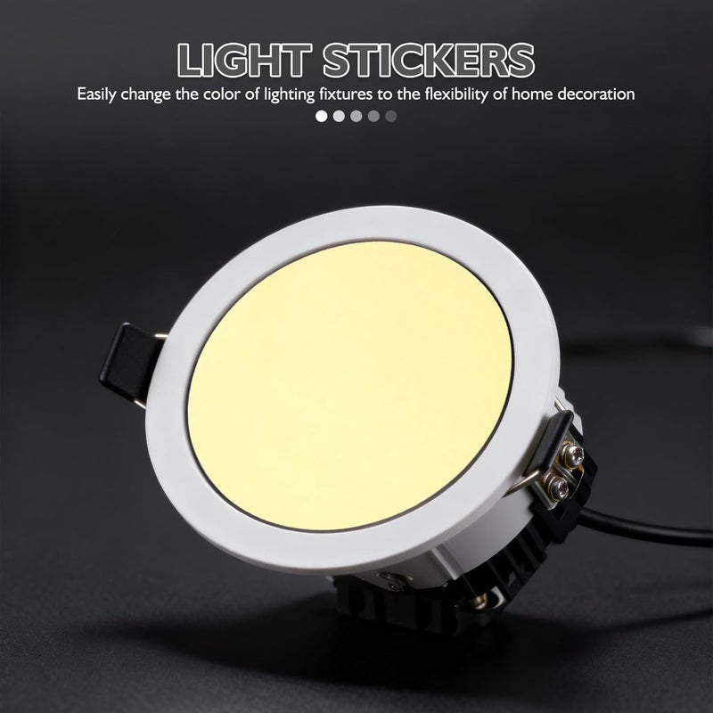 15PCS Round Light Color Filters 4.7inch - Self-Adhesive Spotlight Dimming Diffuser Color Film - Warm Light Filter Stickers for LED Downlights Stage Lamps Yellow - Image 5