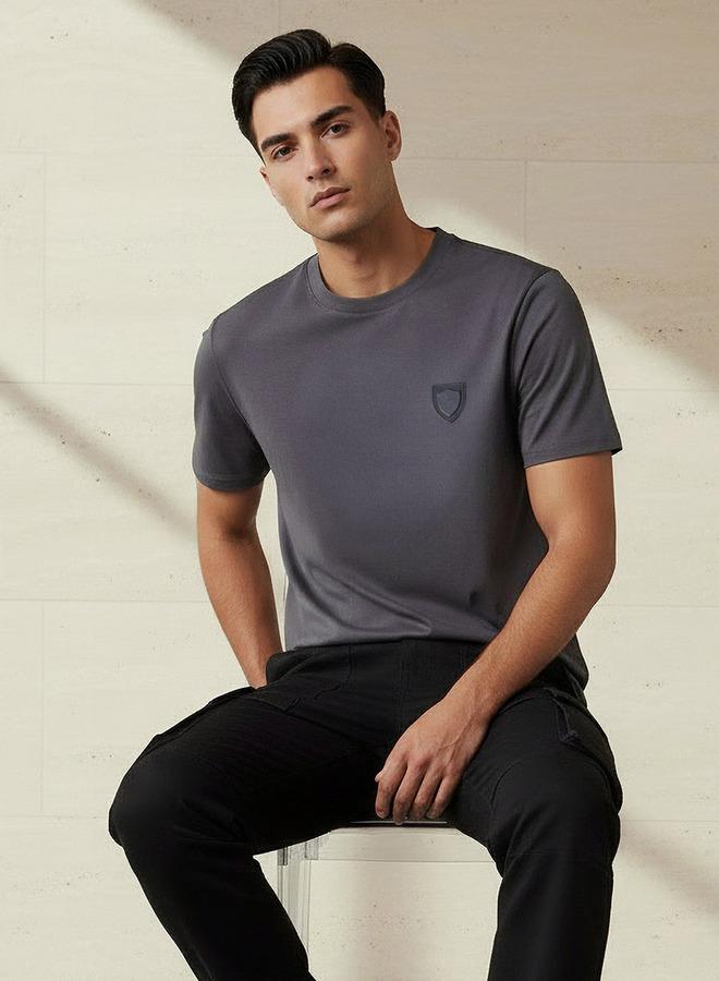 Emperor Men Regular Fit Crew Neck Short Sleeve Badge Accent T-shirt - Image 1