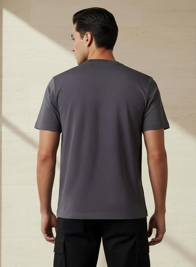 Emperor Men Regular Fit Crew Neck Short Sleeve Badge Accent T-shirt - Image 3
