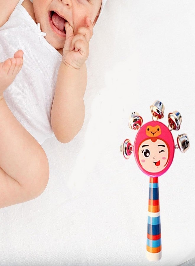 Urbane Chic Wooden Baby Rattle, Jingle Bell Montessori Developmental Musical Toys-Multicolor - Image 1