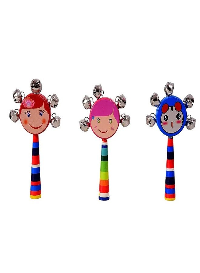 Urbane Chic Wooden Baby Rattle, Jingle Bell Montessori Developmental Musical Toys-Multicolor - Image 3