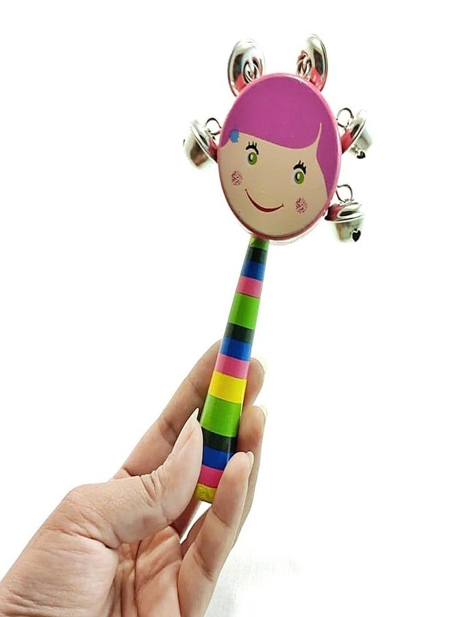 Urbane Chic Wooden Baby Rattle, Jingle Bell Montessori Developmental Musical Toys-Multicolor - Image 4