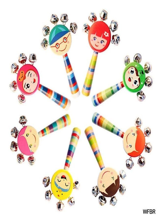 Urbane Chic Wooden Baby Rattle, Jingle Bell Montessori Developmental Musical Toys-Multicolor - Image 5