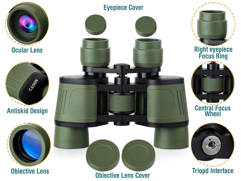 C DEVICE Cason- Professional Telescope Binoculars with Pouch, 8 X 40 HD Vision 8 X Zoom for Adults Long Distance Bird Watching, Sightseeing Wildlife Trekking - Green - Image 3
