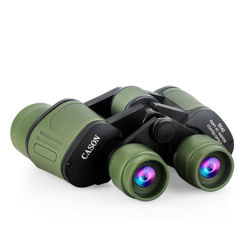 C DEVICE Cason- Professional Telescope Binoculars with Pouch, 8 X 40 HD Vision 8 X Zoom for Adults Long Distance Bird Watching, Sightseeing Wildlife Trekking - Green - Image 1