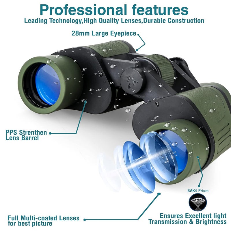 C DEVICE Cason- Professional Telescope Binoculars with Pouch, 8 X 40 HD Vision 8 X Zoom for Adults Long Distance Bird Watching, Sightseeing Wildlife Trekking - Green - Image 5