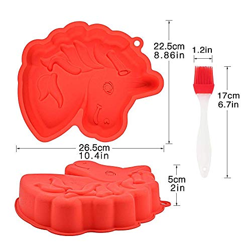 Zarbulon 10 Inch Unicorn Silicone Cake Pan Unicorn Head Shaped Bread Baking Tray Silicone Dessert Bakeware Cheesecake Mold for Making Birthday Cake - Image 2