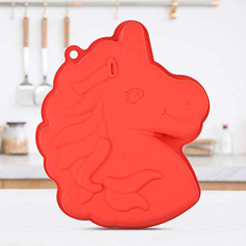 Zarbulon 10 Inch Unicorn Silicone Cake Pan Unicorn Head Shaped Bread Baking Tray Silicone Dessert Bakeware Cheesecake Mold for Making Birthday Cake - Image 4