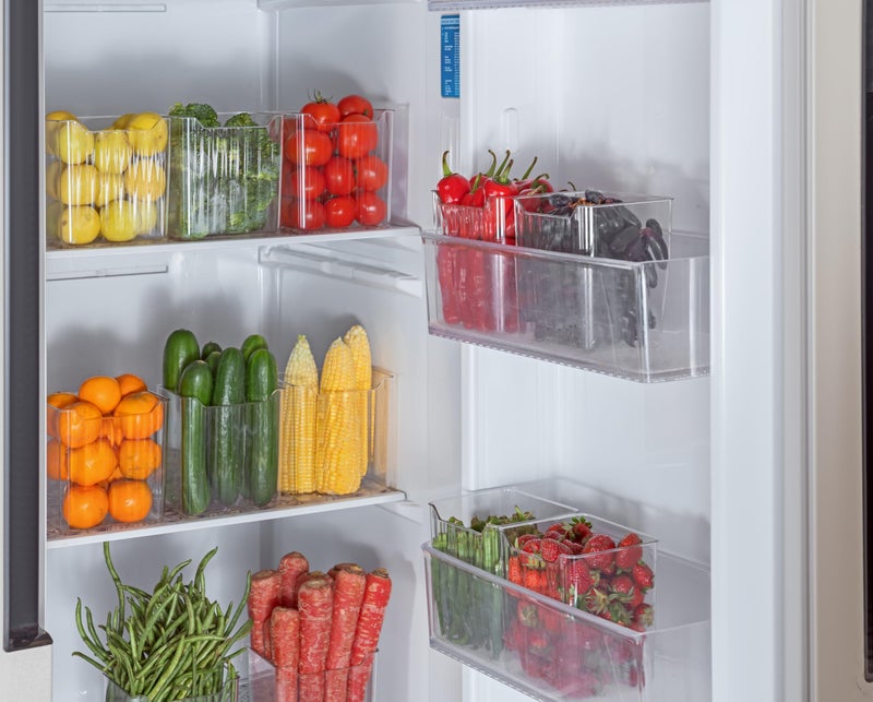 Black Olive Fridge Storage Containers, Multipurpose Transparent Refrigerator Organizer, Space-saving BPA Free Plastic Freezer Safe Kitchen Storage Containers for Vegetables & Fruits (12Pcs) - Image 2