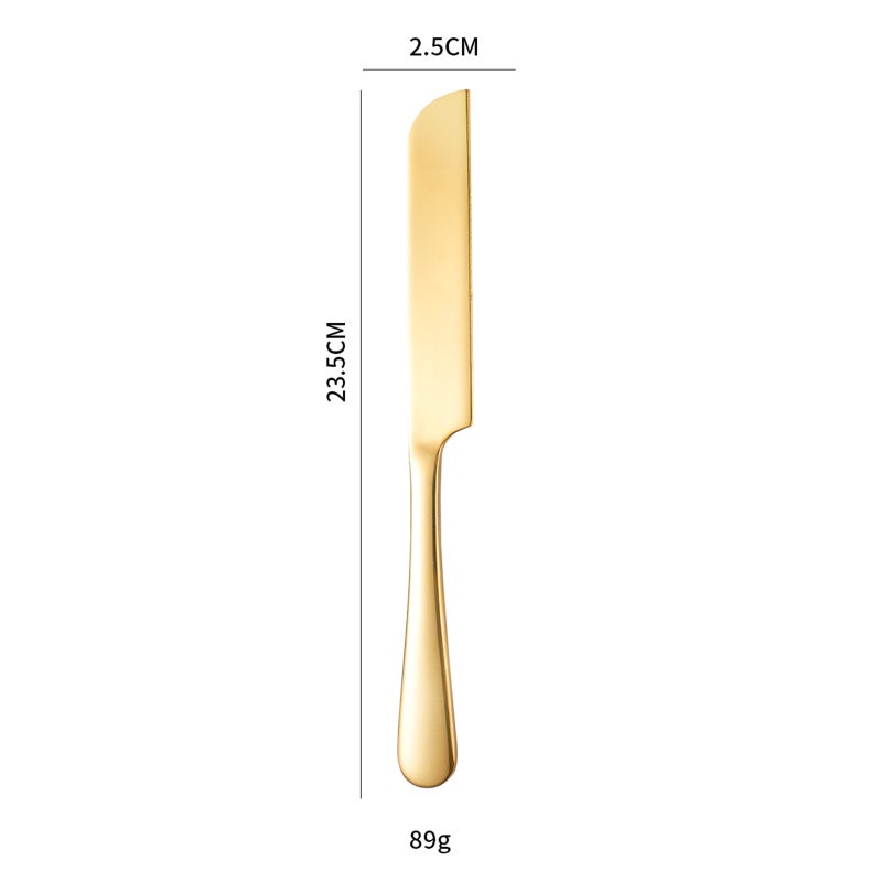 Stainless Steel Tableware Cake and Spatula Set, Hotel Birthday Party Cake and Spatula, Pizza Spatula 2-Piece Set (Gold) - Image 2