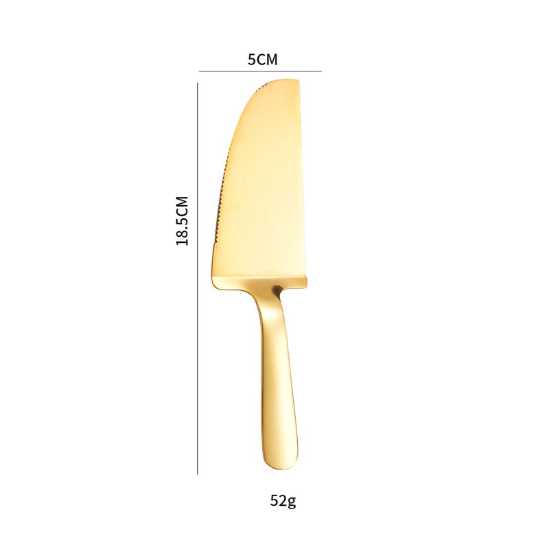 Stainless Steel Tableware Cake and Spatula Set, Hotel Birthday Party Cake and Spatula, Pizza Spatula 2-Piece Set (Gold) - Image 3