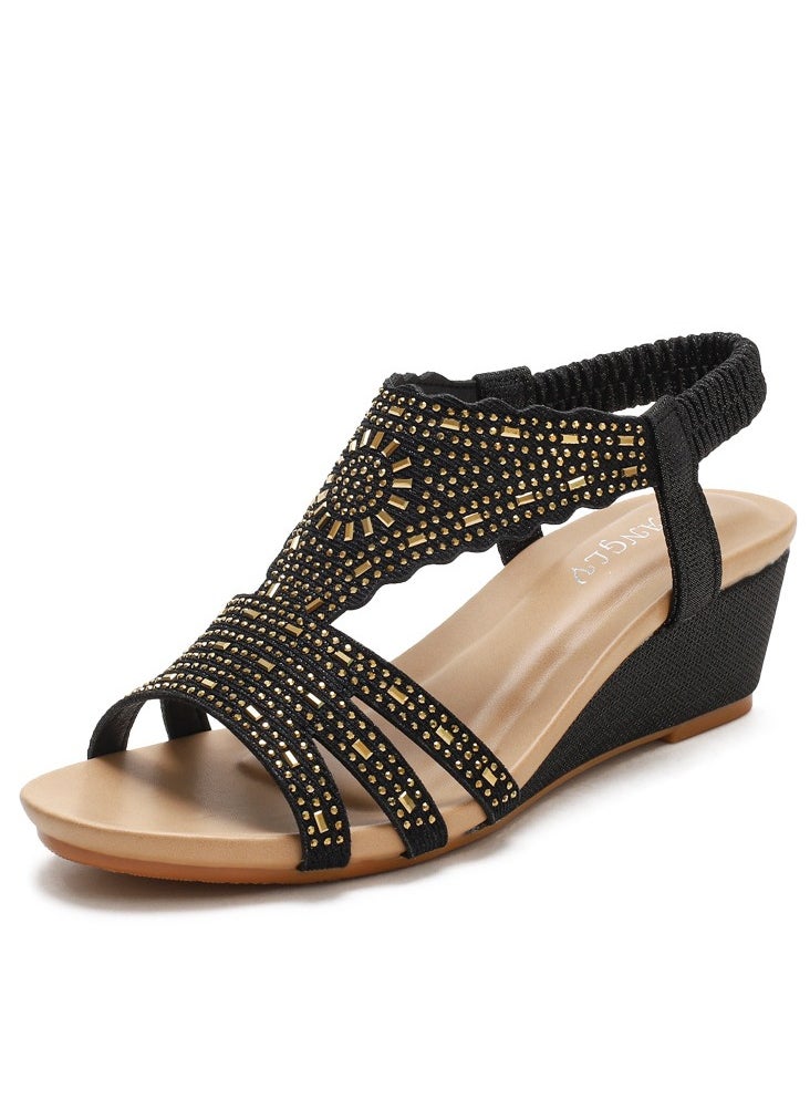SIKETU Large Summer Water Diamond Lightweight And Simple Shoes With Slope Heels And Large Sandals For Women  - Image 1