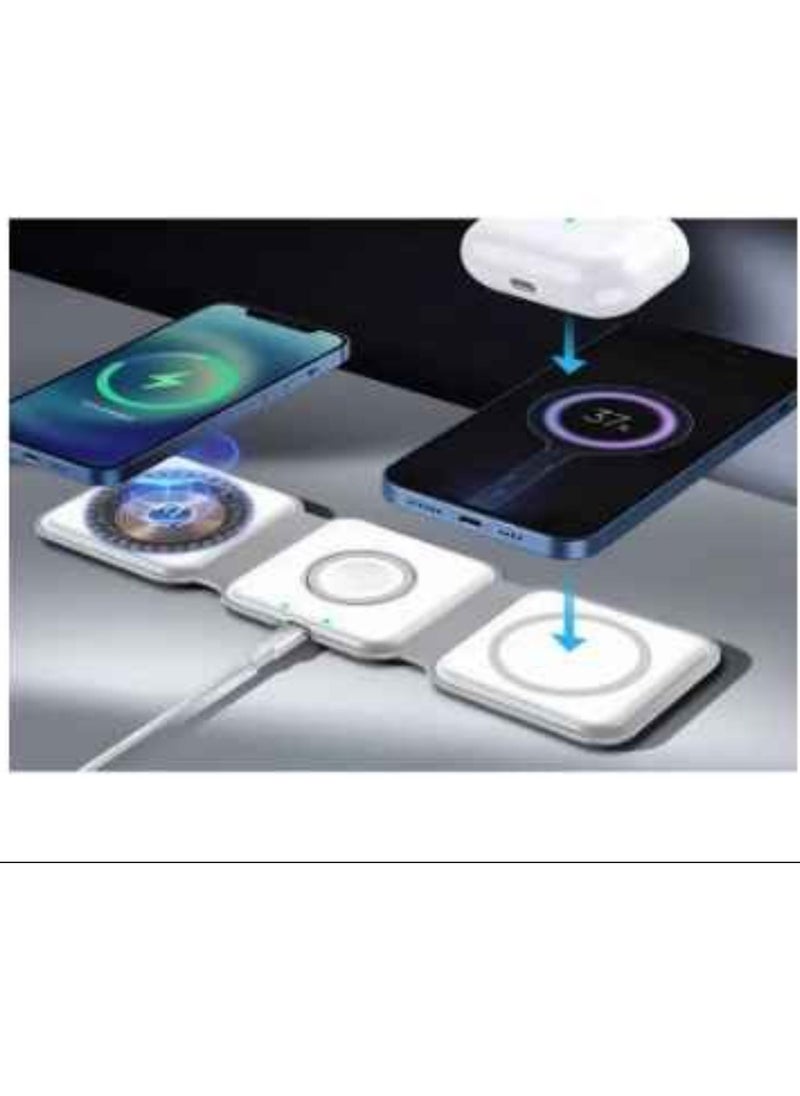 ELTRAZONE Charge Pro 3-In-1 Wireless Charger Certified For iPhone 15/14/13/12/11 Series, Earlier Models, Apple Watch - Image 2