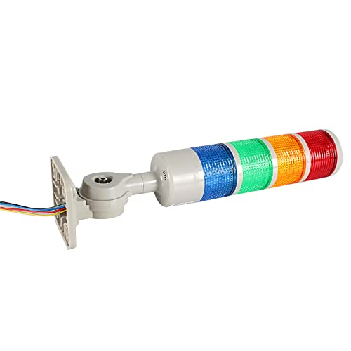 LUBAN Led Signal Tower Stack Lights, Industrial Signal Warning Lights, Column Tower Lamp Andon Lights with Rotatable Base, Steady/Flashing Light Switchable, 110V 220V AC(4-Layer, with Buzzer) - Image 4