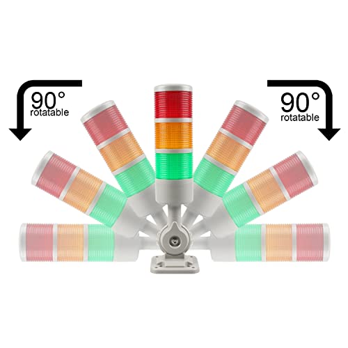 LUBAN Led Signal Tower Stack Lights, Industrial Signal Warning Lights, Column Tower Lamp Andon Lights with Rotatable Base, Steady/Flashing Light Switchable, 110V 220V AC(4-Layer, with Buzzer) - Image 3