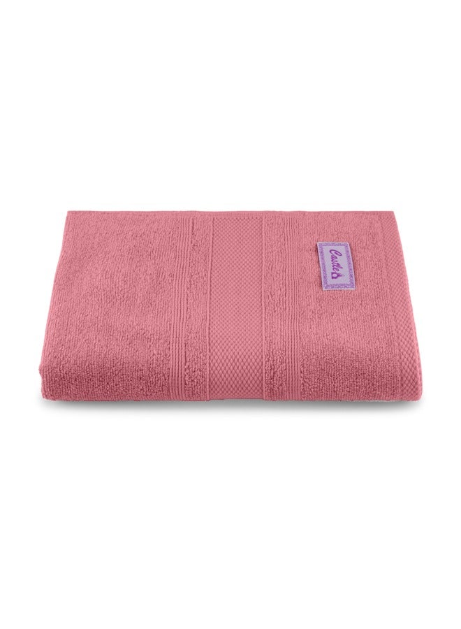 BYFT Home Castle (Pink) Premium Cotton Bath Towel (70 X 140 Cm-Set Of 1) Highly Absorbent, High Quality Bath Linen With Diamond Dobby 550 Gsm - Image 2