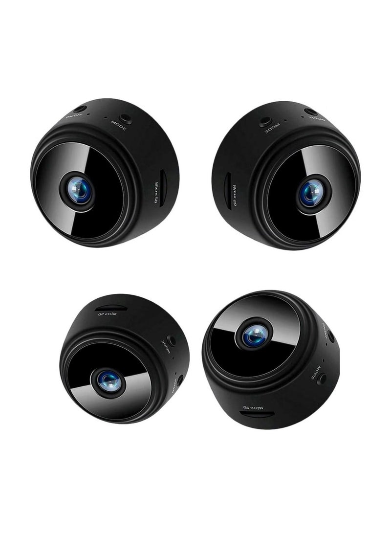 4 Pack WiFi Mini Magnetic A9 Wireless Security Cameras – Full HD 1080P Indoor Portable Round Cameras with Night Vision, Motion Detection, Instant Push Notifications, Two-Way Audio & Easy Installation – Compact Home & Office Surveillance Solution