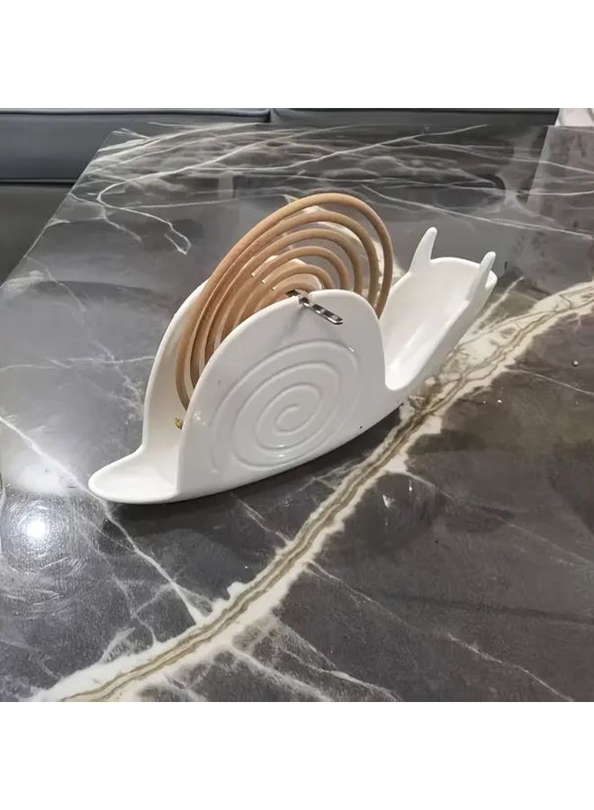 Creative Snail Mosquito Coil Burner with Ash Tray Fireproof Portable White - Image 5