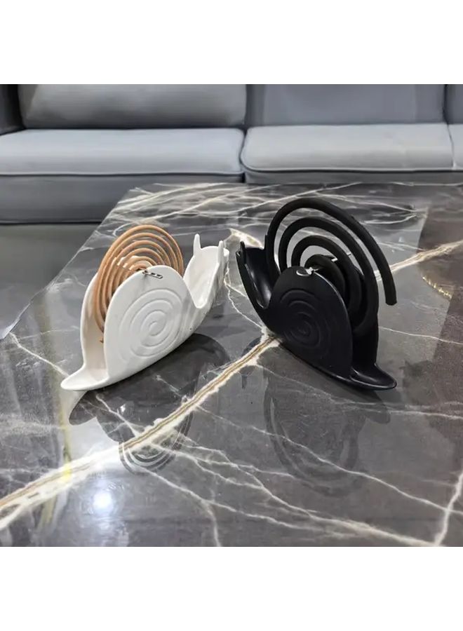 Creative Snail Mosquito Coil Burner with Ash Tray Fireproof Portable White - Image 2