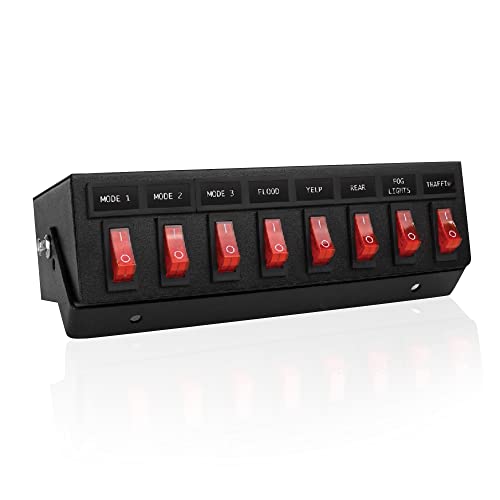 UBL Ultra Bright Lightz 1100 8-Switch Backlit Controller Box | Emergency Vehicle Strobe Warning Lights | Siren | Speaker - Image 2