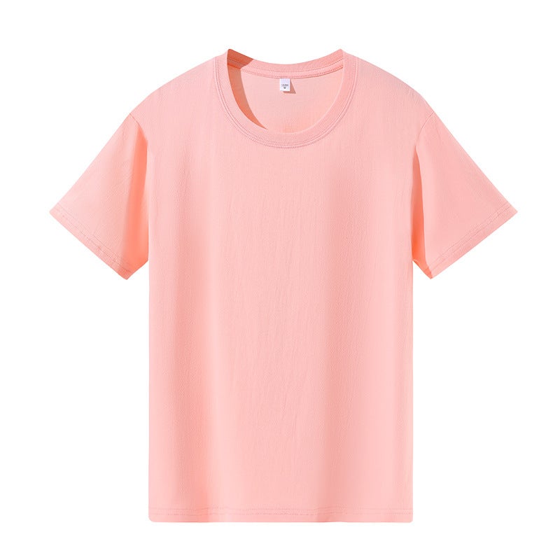 Summer New Style 100 Cotton Round Neck Short-Sleeved T-Shirt for Men and Women, Work Clothes, Team Class Uniforms, Printed Logo Tops Pink