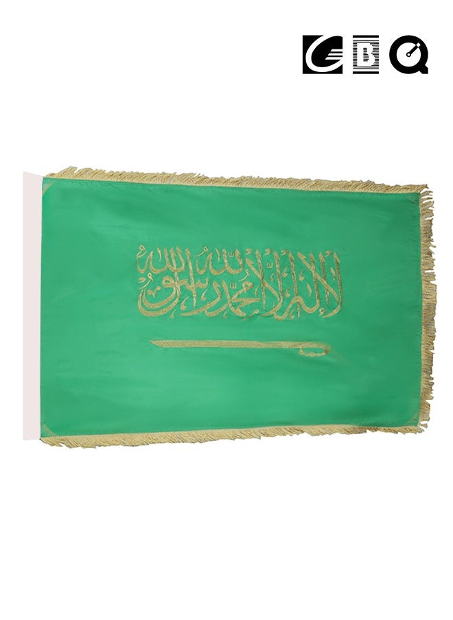 GBQ - Exclusive custom high quality double-sided Saudi Kingdom Flag Embroidery + Satin + Tassel Edge 1*1.5m Office Decoration National Day Large Company Outdoor Decoration - Image 1