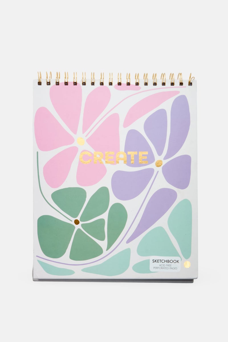 VOTUM Floral Spiral Sketchbook, Light Pink - Image 1