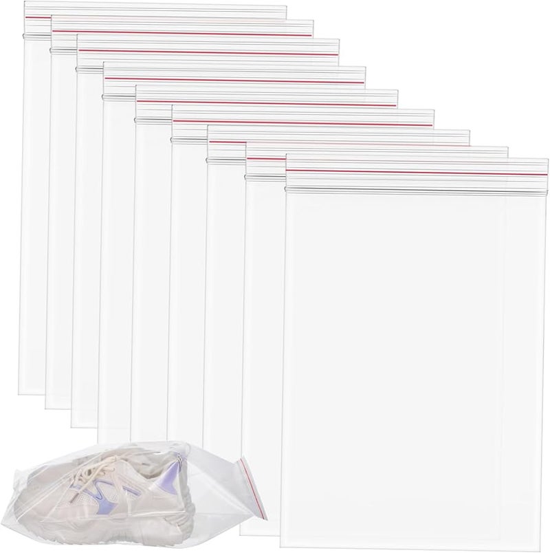 10 Pack Clear PE Zip Bags Resealable Storage for Clothes Shoes Toiletries - Image 1