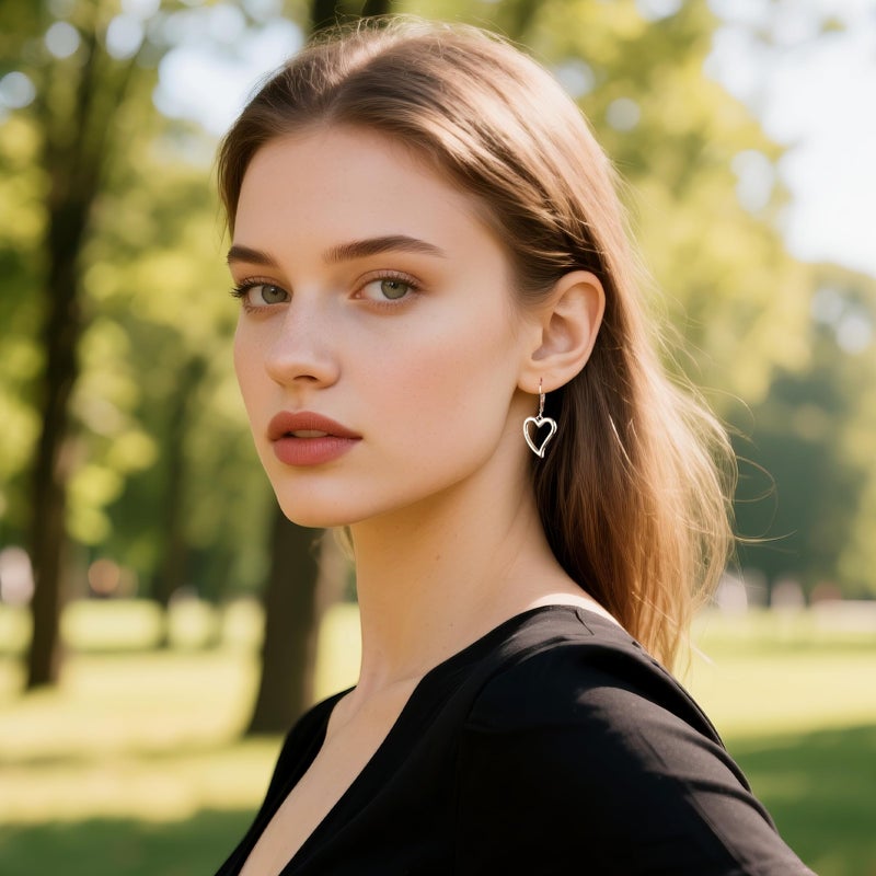 ALEXCRAFT Sterling Silver Heart Dangle Earrings for Women Trendy Openwork Silver Heart Drop Hypoallergenic Love Heart Dangle Leverback Earings - Image 4