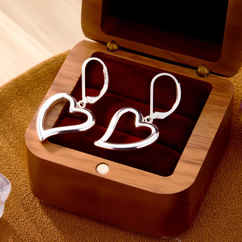 ALEXCRAFT Sterling Silver Heart Dangle Earrings for Women Trendy Openwork Silver Heart Drop Hypoallergenic Love Heart Dangle Leverback Earings - Image 5