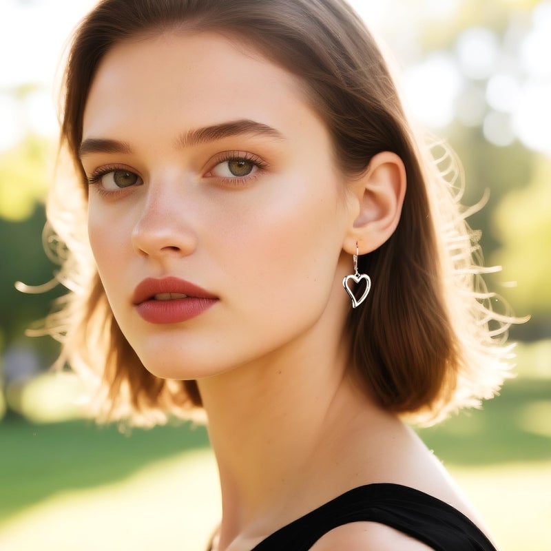 ALEXCRAFT Sterling Silver Heart Dangle Earrings for Women Trendy Openwork Silver Heart Drop Hypoallergenic Love Heart Dangle Leverback Earings - Image 2