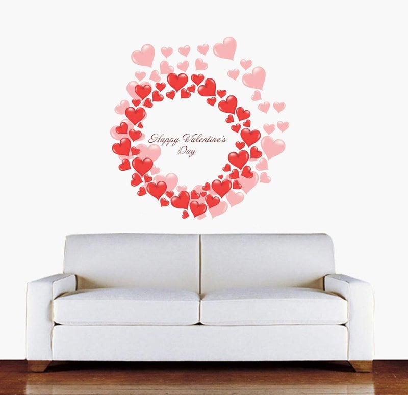 DecorVilla Decor Villa PVC Vinyl Happy Valentines Day 3D Wall Sticker JUST Peel Stick New Modern Art Trendy Wall Stickers for Home Decoration Living RoomOffice Bedroom etc Size 58 CM X 55 CM Multicolor - Image 1