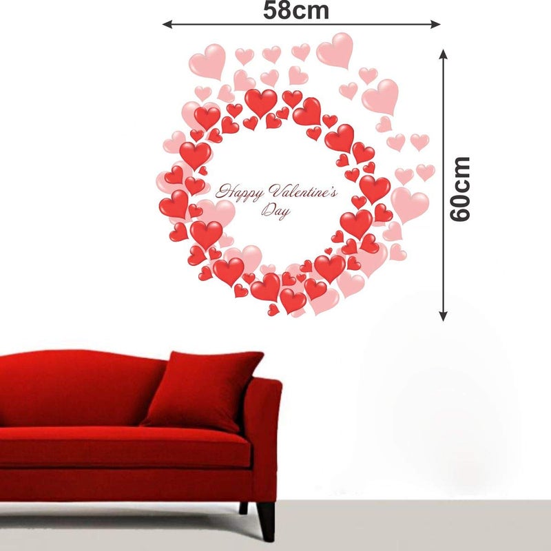 DecorVilla Decor Villa PVC Vinyl Happy Valentines Day 3D Wall Sticker JUST Peel Stick New Modern Art Trendy Wall Stickers for Home Decoration Living RoomOffice Bedroom etc Size 58 CM X 55 CM Multicolor - Image 3
