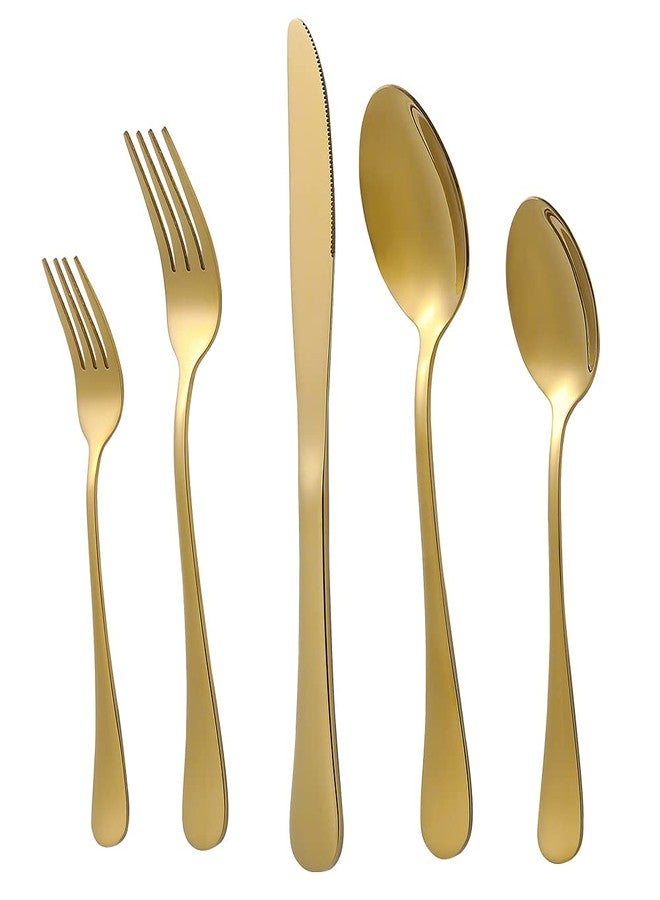 Xingjiake Gold Silverware Set 40 Piece, Flatware Cutlery Set For 8, Stainless Steel Gold Forks And Spoons Silverware Set, Kitchen Utensils Set, Dishwasher Safe - Image 1