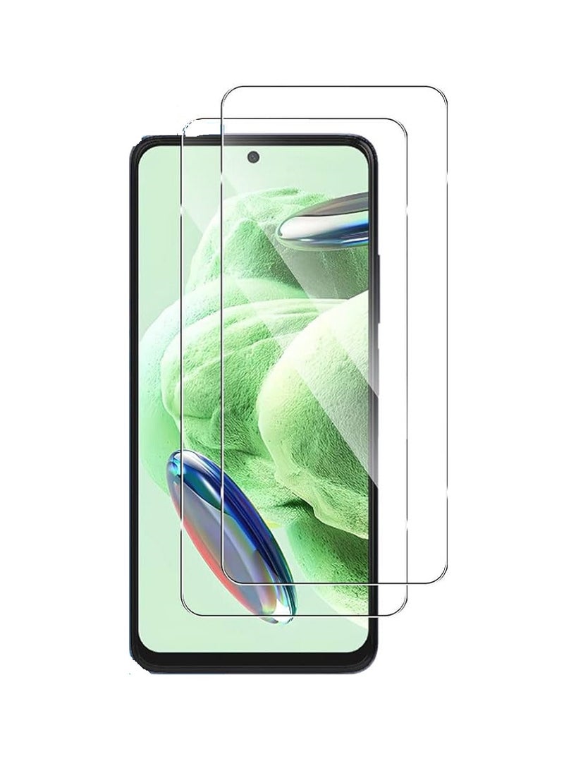 Super 2 Pieces Tempered Glass Screen Protector Clear Designed For Xiaomi Redmi Note 12 5G Full Screen Coverage And Bubble Free - Image 1