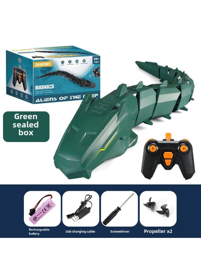 E-Commerce Hot Supply Remote Control Mechanical Snake Wireless Electric Charging Water Toy Snake Toy-Color:Green  - Image 1