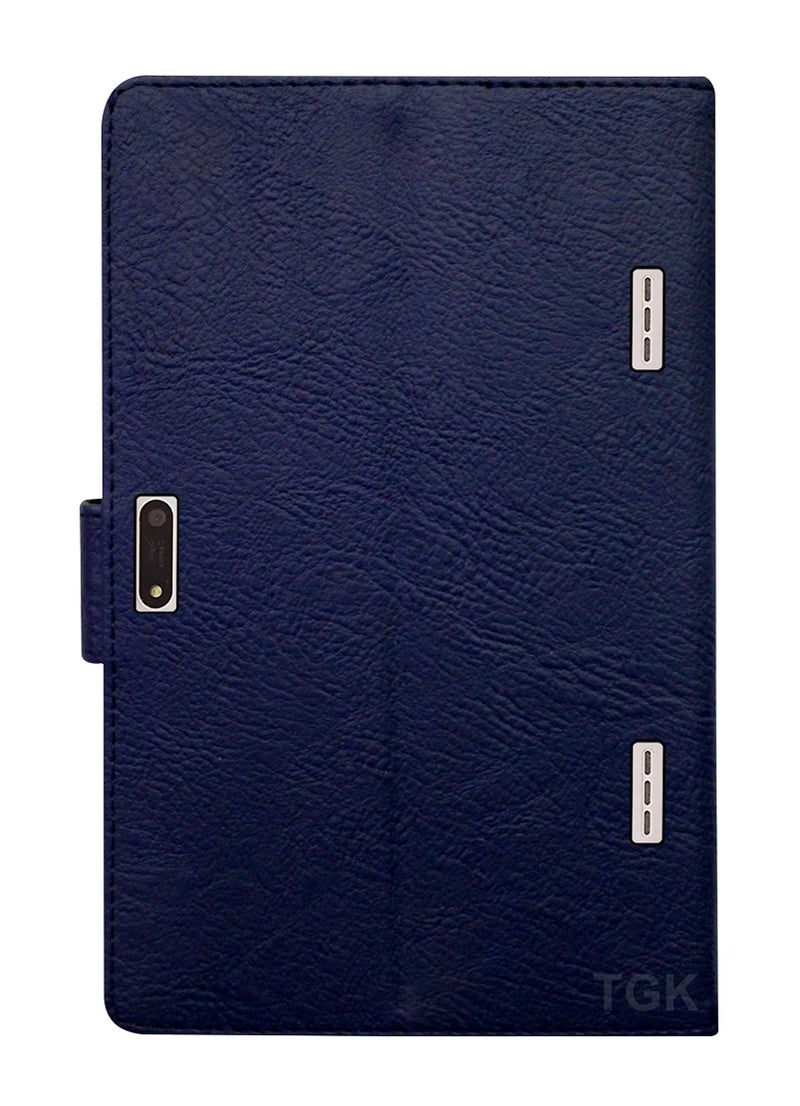 TGK Plain Design Leather Folio Flip Case with Viewing Stand Protective Cover for Fusion5 4G Tablet 10.1 Inch (25.65 cm) (Blue) - Image 5