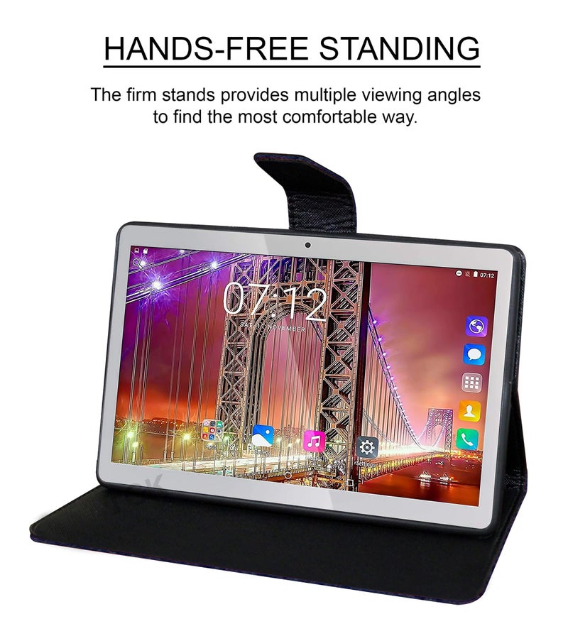 TGK Plain Design Leather Folio Flip Case with Viewing Stand Protective Cover for Fusion5 4G Tablet 10.1 Inch (25.65 cm) (Blue) - Image 2