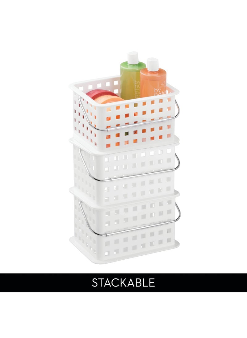InterDesign iDesign Plastic Shower Basket with Handle - Portable Shower Caddy - Set of 3 - White  - Image 3