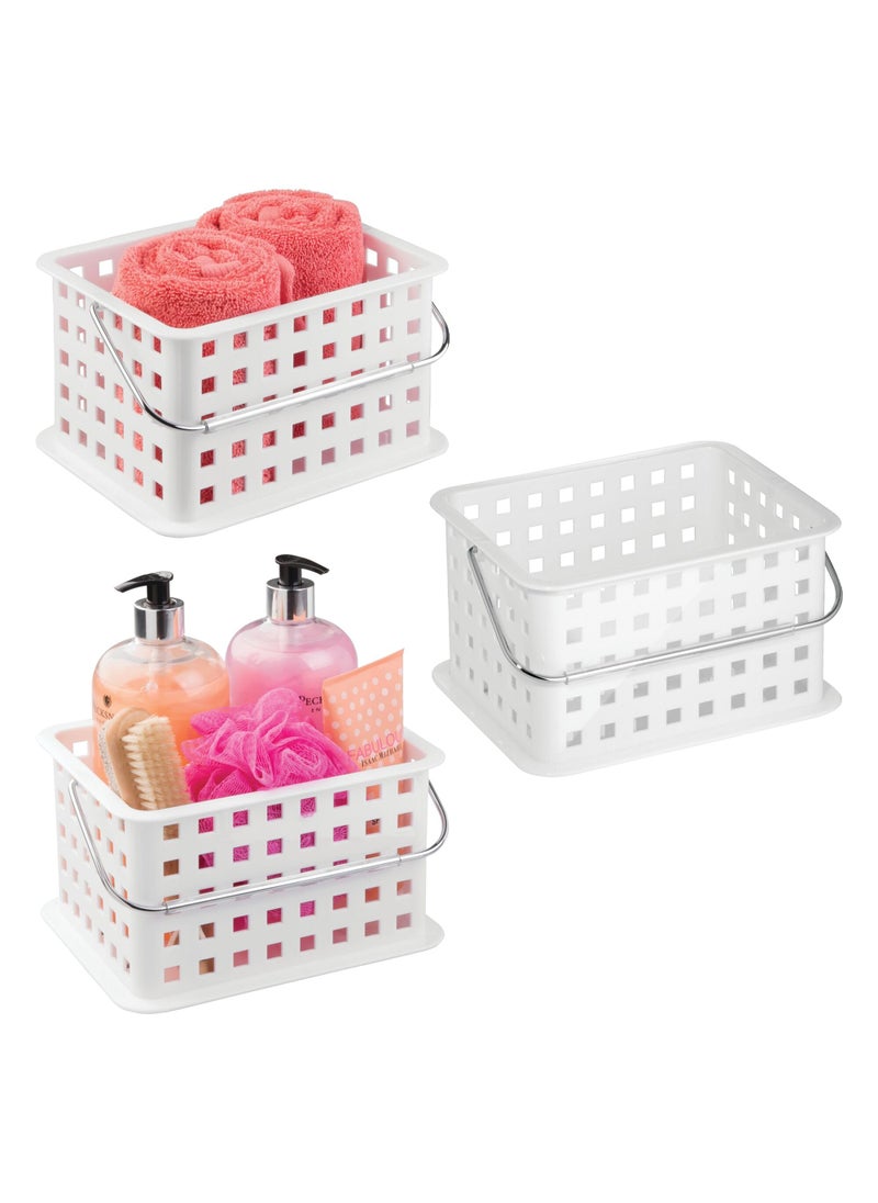 InterDesign iDesign Plastic Shower Basket with Handle - Portable Shower Caddy - Set of 3 - White  - Image 1
