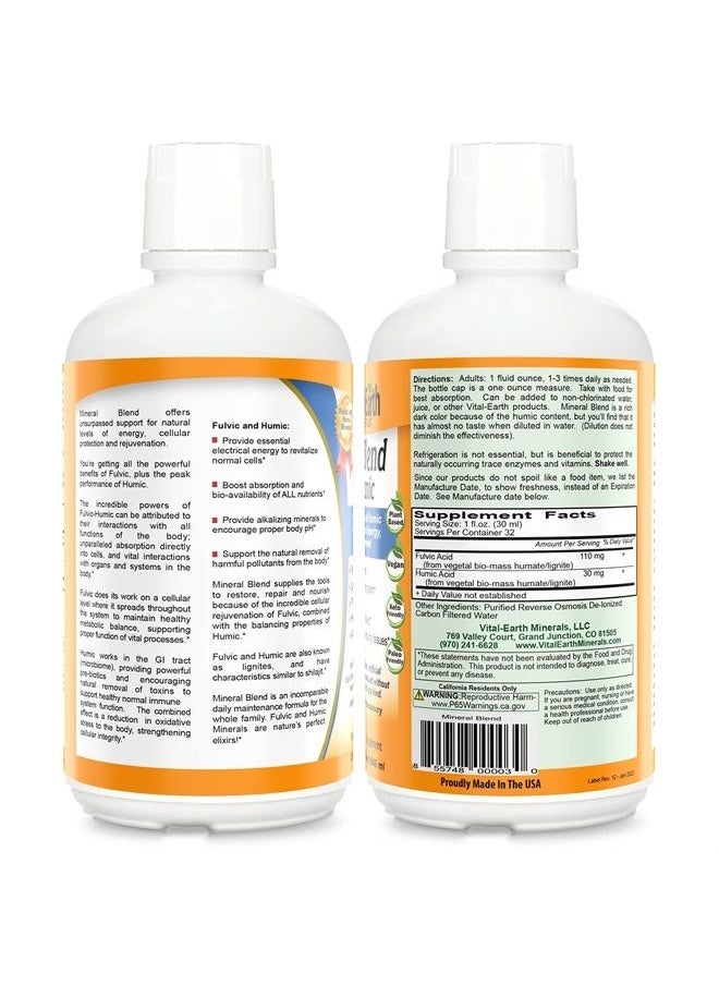 Vital Earth Minerals - Fulvic Humic Mineral Blend, Vegan Liquid Ionic Trace Minerals, Multimineral Supplement, Fulvic Acid, Trace Mineral Drops, Fulvic Minerals, Mineral Supplements, 32 Fl Oz - Image 1