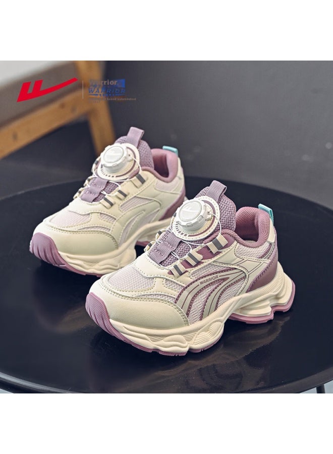 Warrior Kids Trendy Dad Sneakers Boys Outdoor Casual Shoes Girls Lightweight Sports Shoes Wz-2141 Pink Beige Purple Size 32