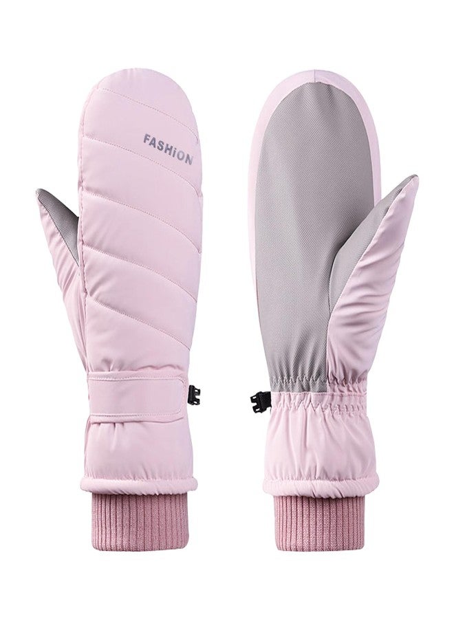 Feelorna Winter Ski Mittens for Women, Warm Waterproof Touchscreen Snow Mittens Gloves for Outdoors Cold Weather (Pink) - Image 1
