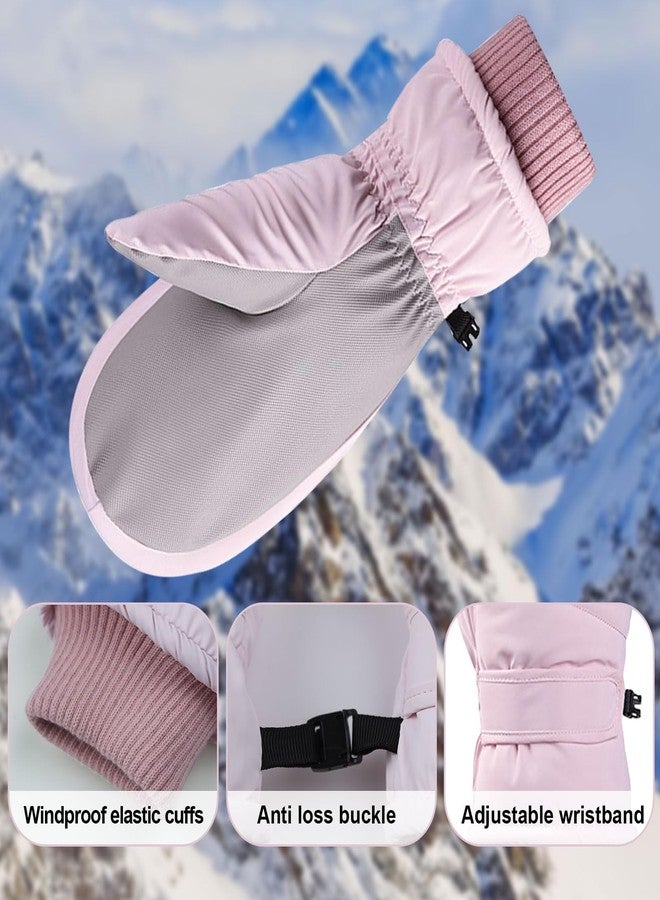 Feelorna Winter Ski Mittens for Women, Warm Waterproof Touchscreen Snow Mittens Gloves for Outdoors Cold Weather (Pink) - Image 4