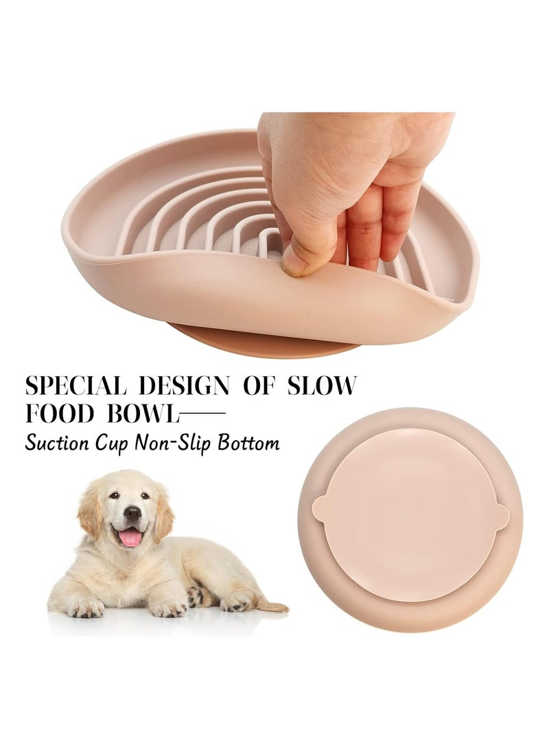 SOLARAE Silicone Slow Food Dog Bowls, Puzzle Pet Food Bowl Bloat Stop Anti Gulping Nonslip with Suction Cups, Slow Down Pet Eating Speed for Small Medium Dogs, Pink - Image 4