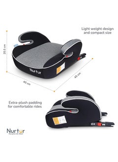 Nurtur Enzo Kids Booster Car Seat - Arm Rest Seat, Blow Up Narrow Backless Booster Car Seat For Travel, Suitable From 4 Years To 12 Years (Group 2/3) - Black/Light Grey  - Image 4
