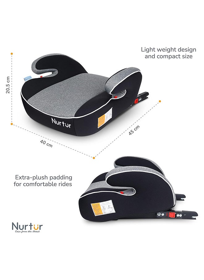 Nurtur Enzo Kids Booster Car Seat - Arm Rest Seat, Blow Up Narrow Backless Booster Car Seat For Travel, Suitable From 4 Years To 12 Years (Group 2/3) - Black/Light Grey  - Image 4