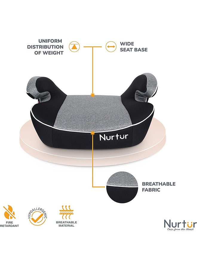 Nurtur Enzo Kids Booster Car Seat - Arm Rest Seat, Blow Up Narrow Backless Booster Car Seat For Travel, Suitable From 4 Years To 12 Years (Group 2/3) - Black/Light Grey  - Image 3
