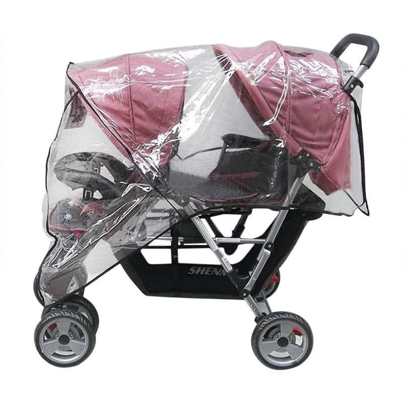 GREUS Universal Stroller Raincovers for Twins Baby Stroller Pushchair Waterproof Buggy Pram Raincoat Wind Dust Rain Covers PVC Double Carrycots Weather Shield Protector (Tandem Twin Buggy Rain Cover) - Image 1